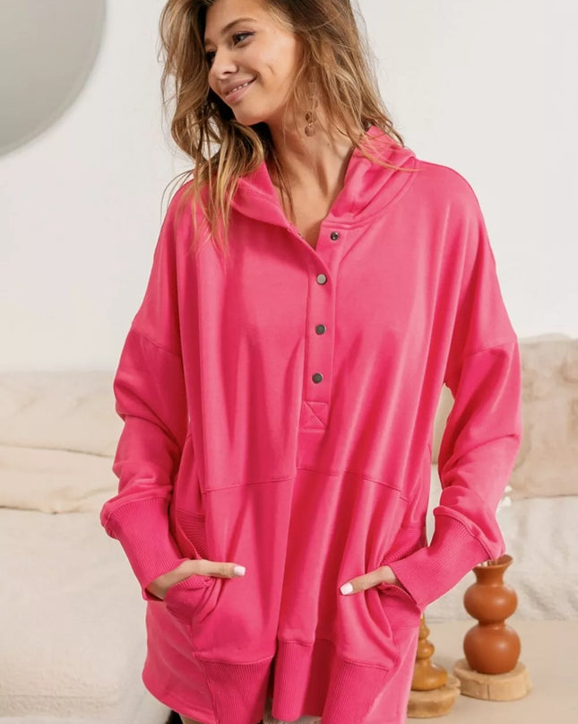 BiBi Half Snap Thumbhole Long Sleeve Hoodie