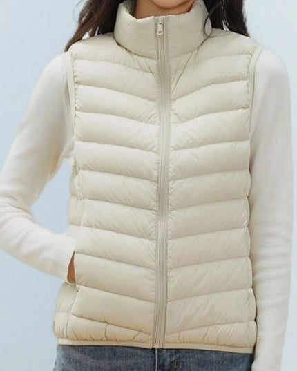 Quilted Zip Up Turtleneck Vest Coat