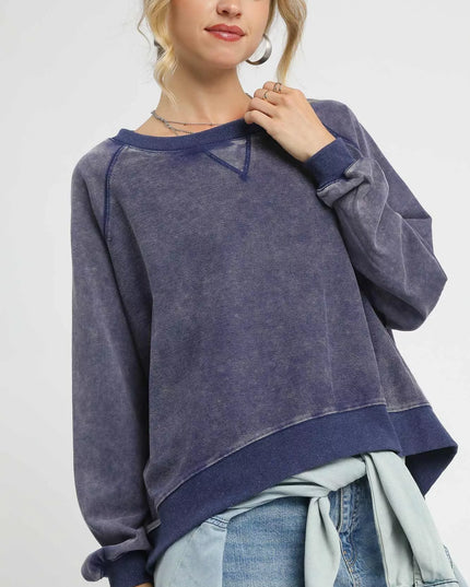 Umgee Mineral Wash French Terry Sweatshirt Navy
