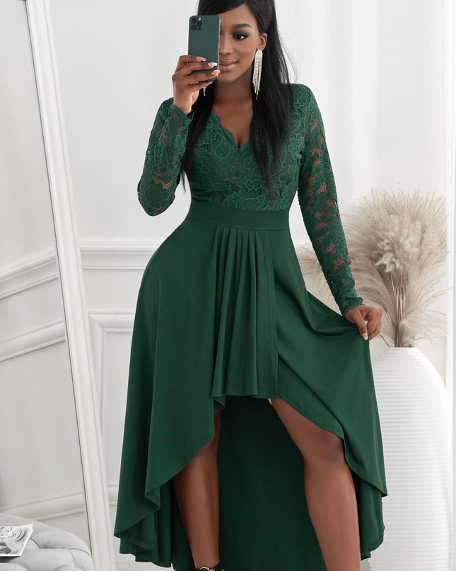 Lace High-Low V-Neck Dress 