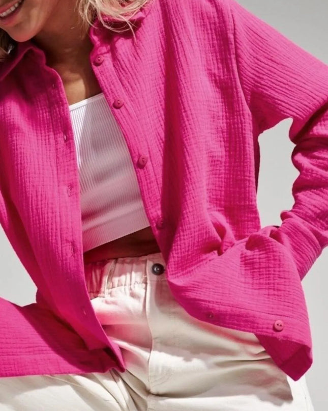 Button Up Long Sleeve Texture Shirt