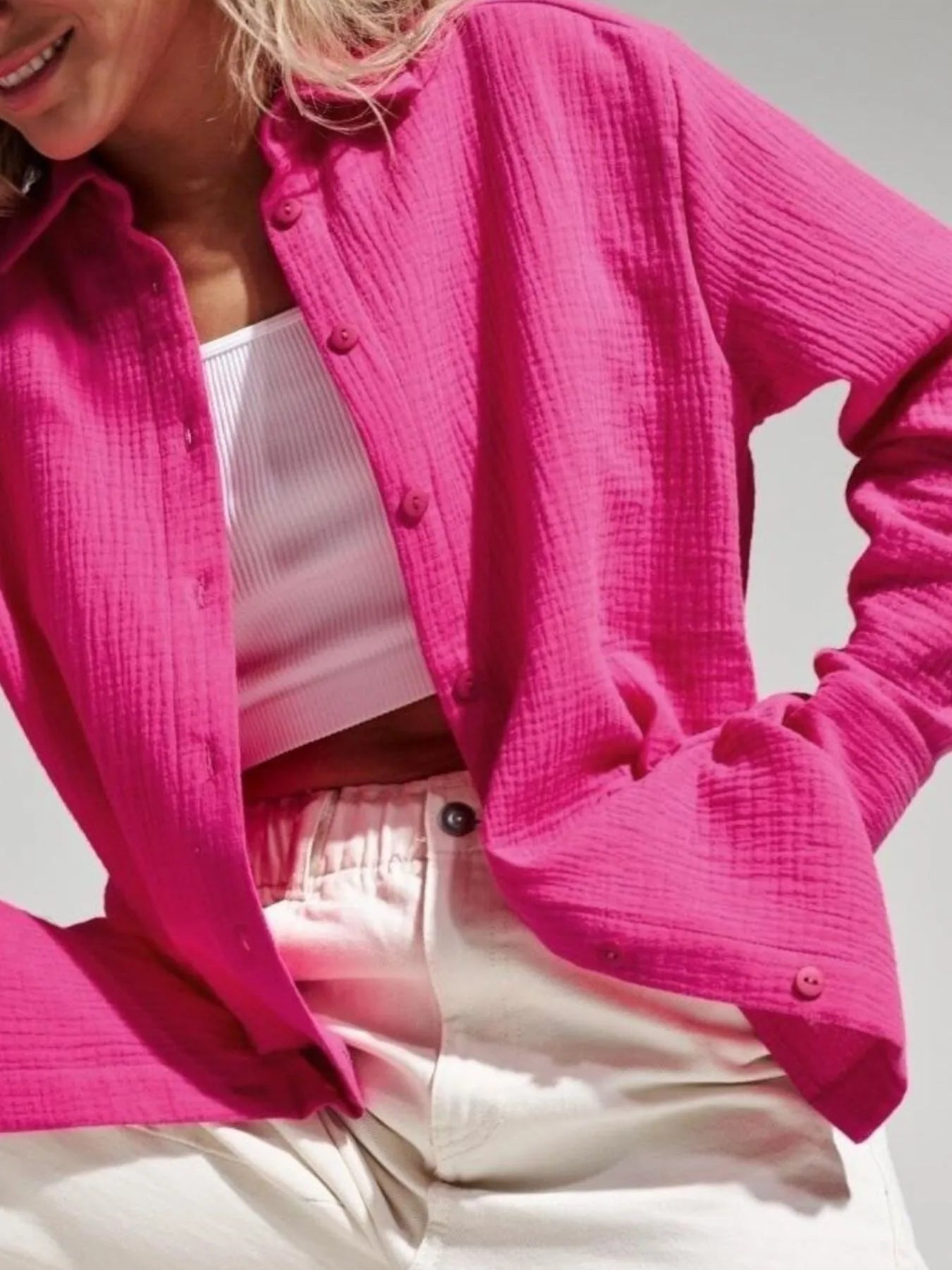 Button Up Long Sleeve Texture Shirt