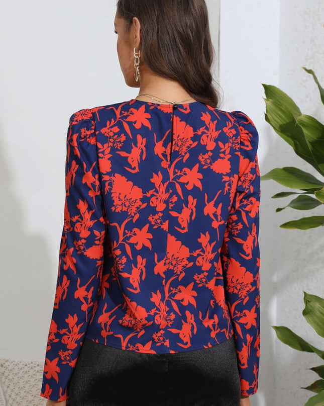 Floral Long Puff Sleeve Blouse