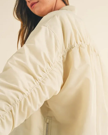 MABLE Back Ruched Utiltiy Bomber Jacket