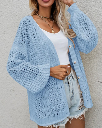 Openwork Button Front Cardigan