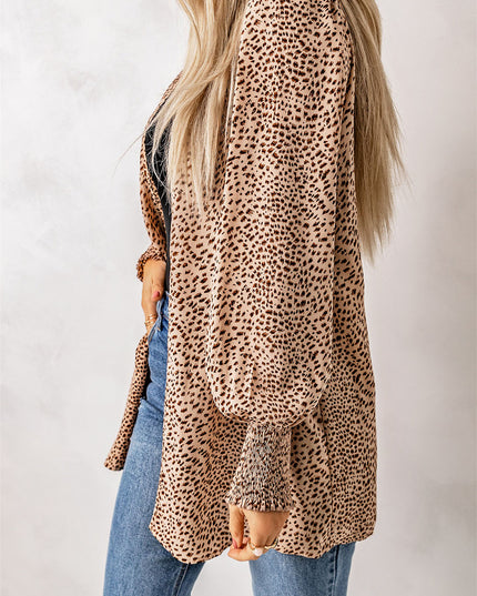 Leopard Print Balloon Sleeve Cardigan