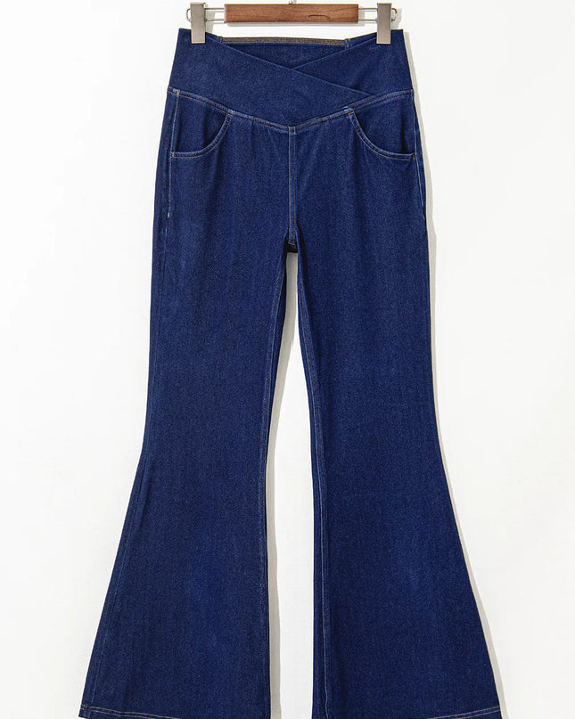 Asymmetric Waist Flare Jeans