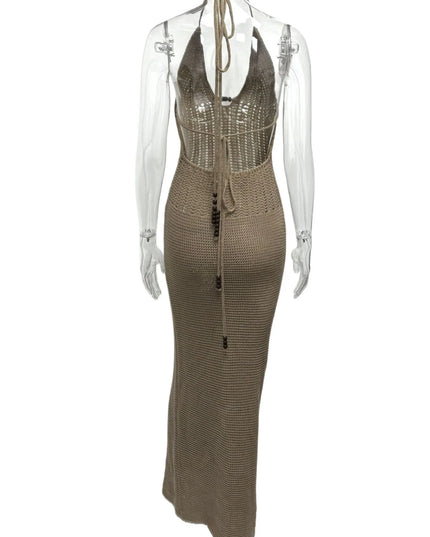 Halter Neck Maxi Bodycon Sweater Dress