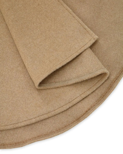 Fuzzy Trim Long Sleeve Poncho