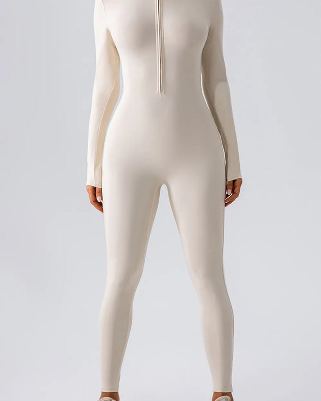 Half Zip Mock Neck Active Jumpsuit 