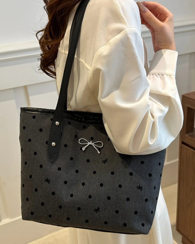Bow Trim Polyester Tote Bag 
