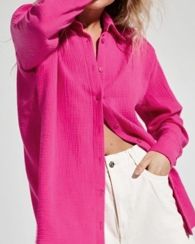 Button Up Long Sleeve Texture Shirt