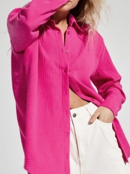 Button Up Long Sleeve Texture Shirt