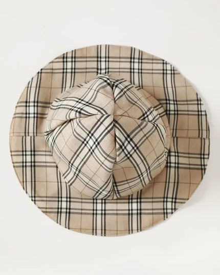 Children's Hat and Plaid Short Sleeve One-Piece Romper