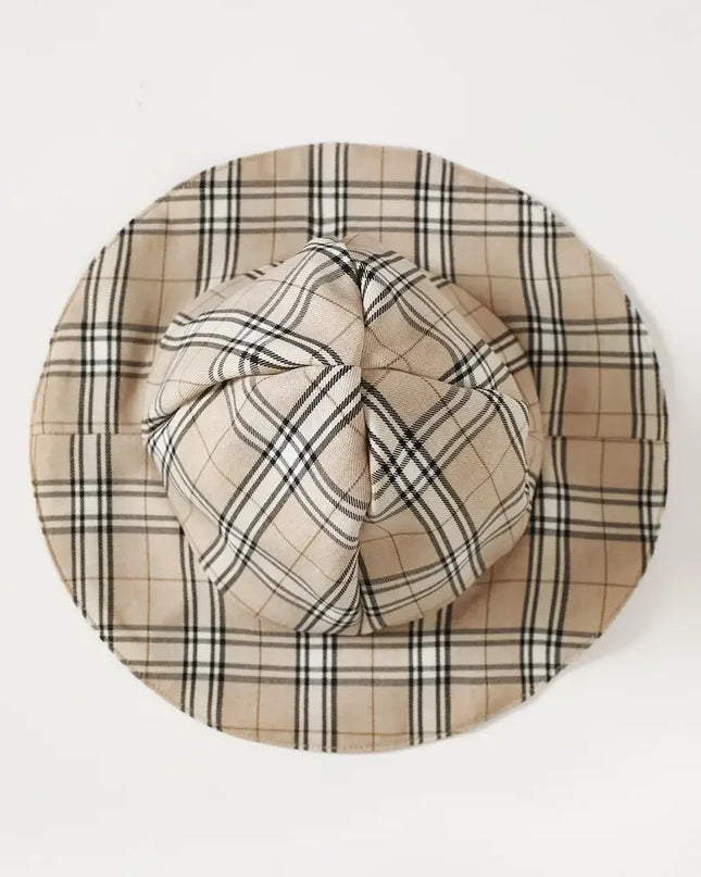 Children's Hat and Plaid Short Sleeve One-Piece Romper