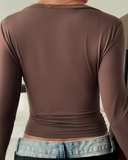 V-Neck Long Sleeve Fitted T-Shirt