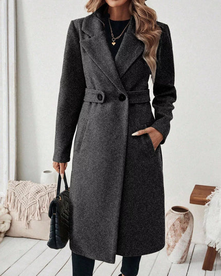 One Button Wool Blend Overcoat Brown