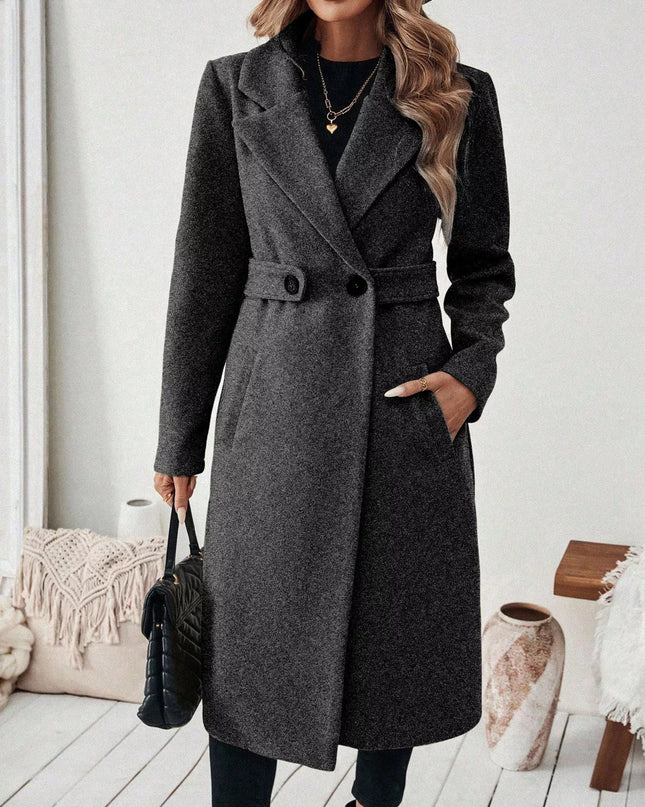 One Button Wool Blend Overcoat Brown