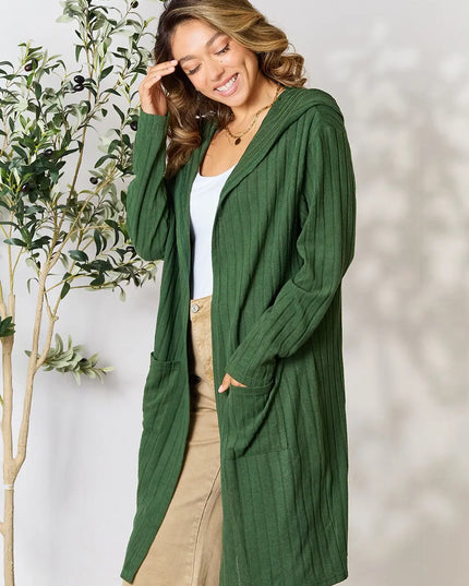 Basic Bae Full Size Hooded Sweater Cardigan