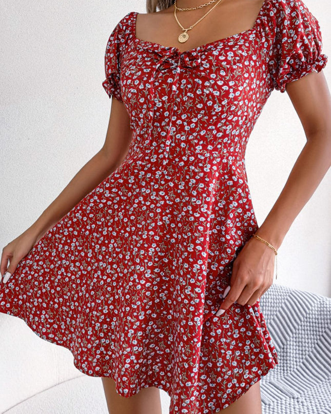 Ditsy Floral Drawstring A-Line Dress