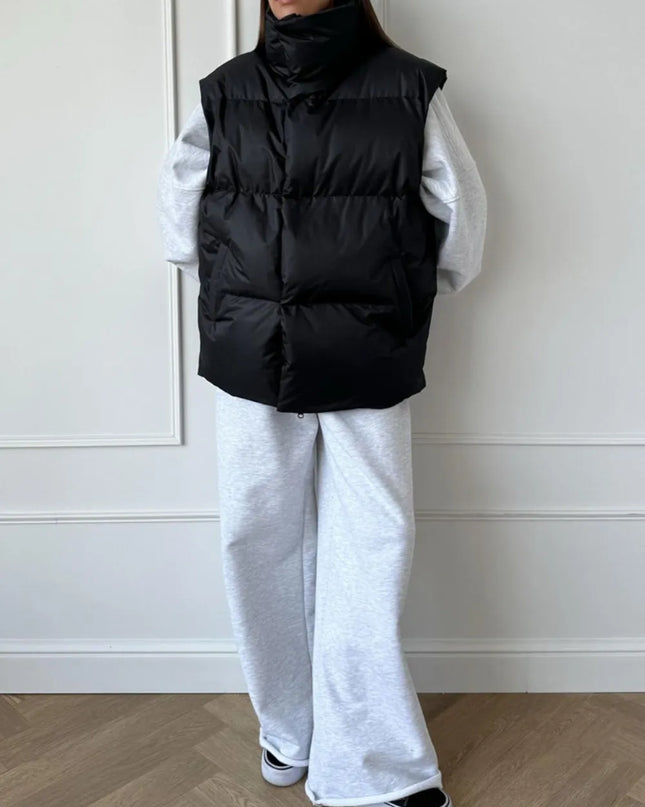 Zip Up Turtleneck Vest Coat