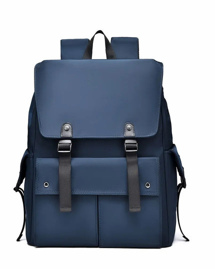 PU Leather Multi-Pockets Adjustable Strap Backpack Bag Peacock Blue One Size