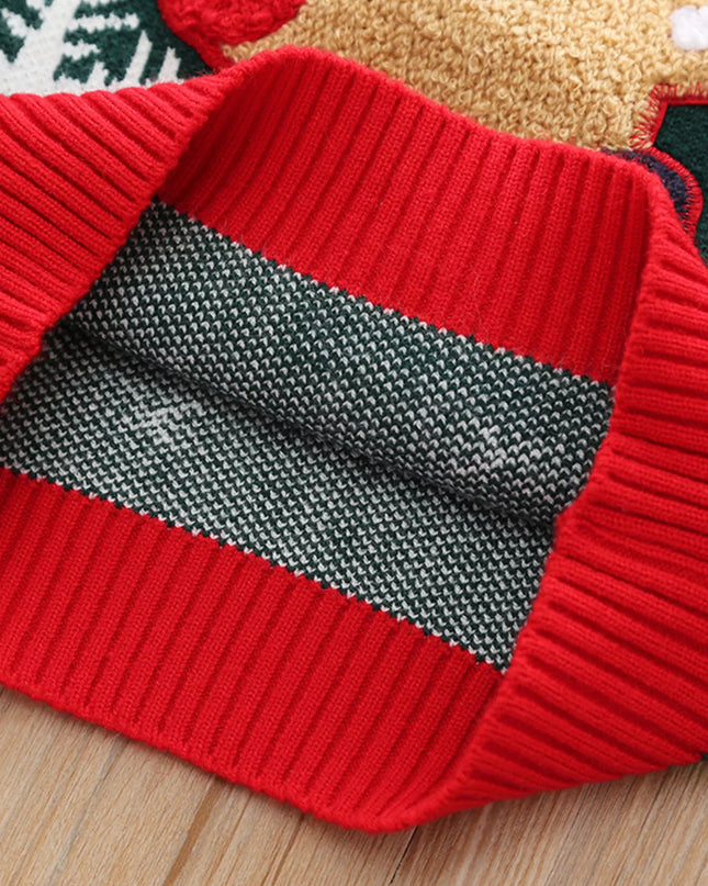 Children's Christmas Reindeer Snowflake Knitted Sweater