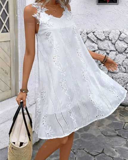 Lace Detail V-Neck Mini Dress