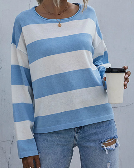 Striped Casual Long Sleeve Knit Top