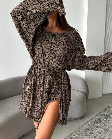 Leopard Cami Cardigan and Shorts 3-Piece Set Leopard