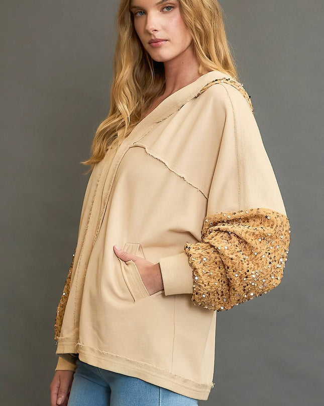 Umgee Sequined French Terry Jacket