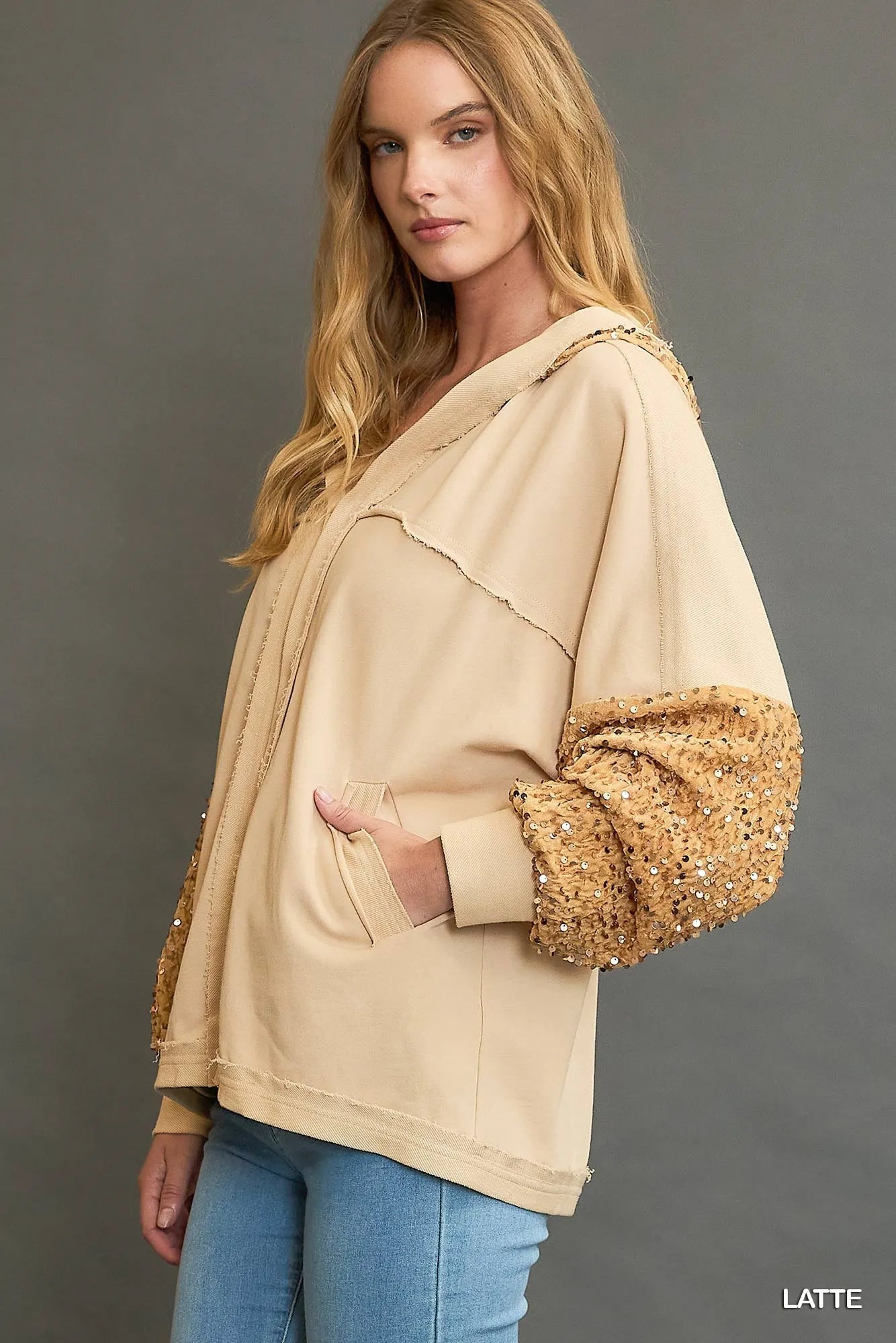 Umgee Sequined French Terry Jacket