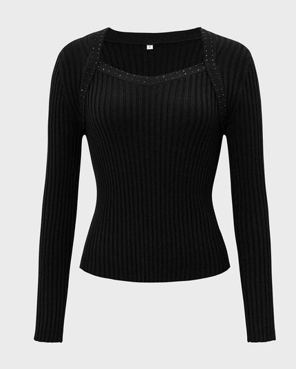 Long Sleeve Ribbed Knit Top