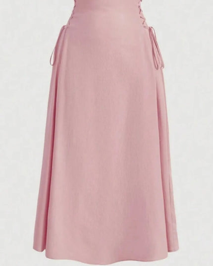 Ruched Midi Cami Dress with Side Tie Details