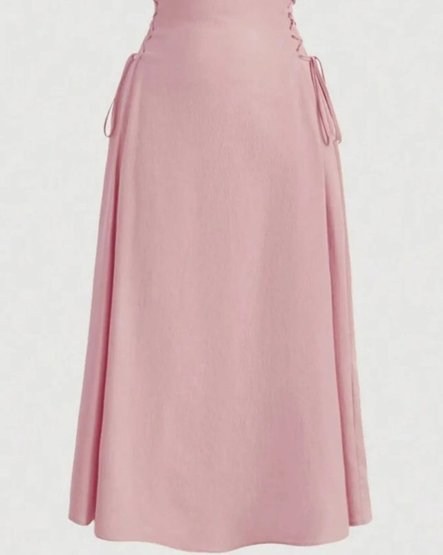 Ruched Midi Cami Dress with Side Tie Details