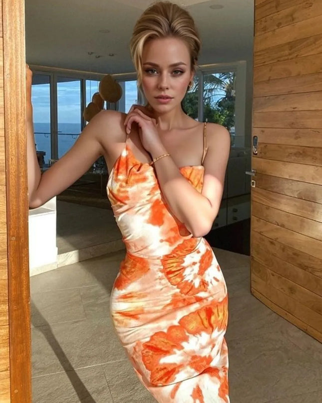 Backless Tie-Dye Maxi Cami Dress