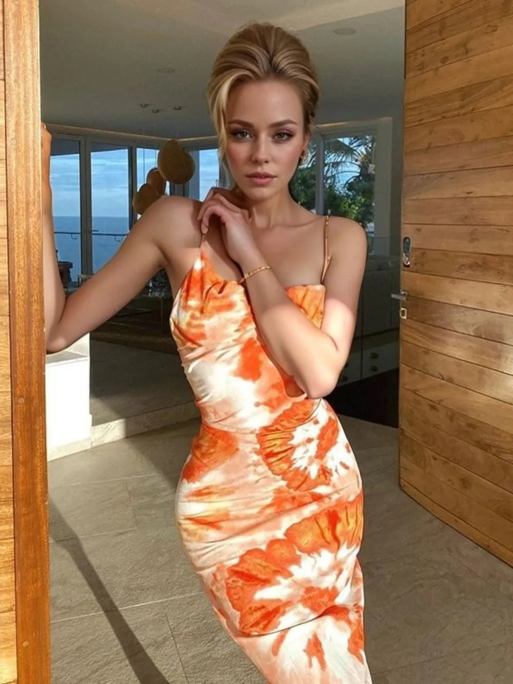 Backless Tie-Dye Maxi Cami Dress