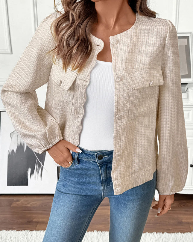 Button-Front Jacket with Pocket Details