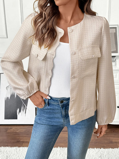 Button-Front Jacket with Pocket Details
