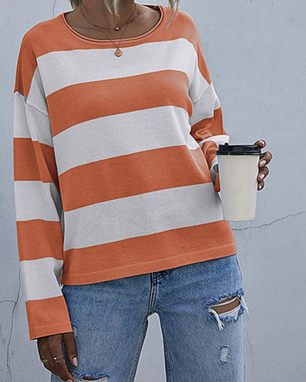 Striped Casual Long Sleeve Knit Top