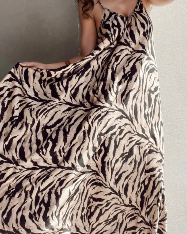 Abstract Print Tie Back Maxi Cami Dress