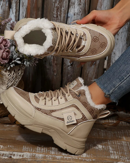 High-Top Platform Chunky Sneaker Boots with Lace-Up