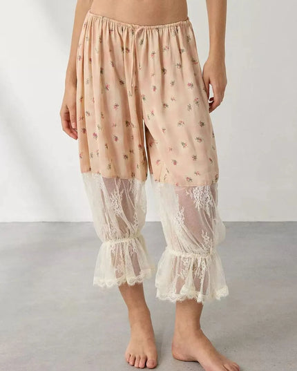 Floral Lace Patchwork Pants