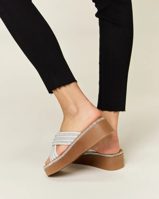 Forever Link Rhinestone Platform Wedge Sandals