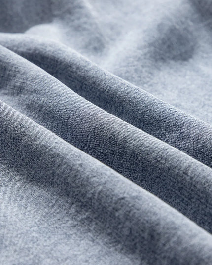 Ruffled Shirred Denim Top