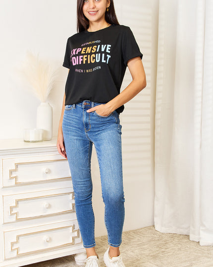 Simply Love Slogan Graphic Cuffed Sleeve T-Shirt