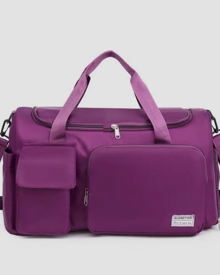 Oxford Cloth Detachable Strap Travel Bag Plum Purple One Size