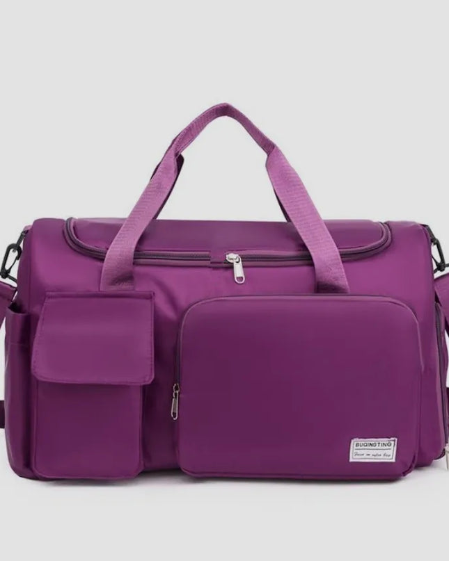 Oxford Cloth Detachable Strap Travel Bag Plum Purple One Size