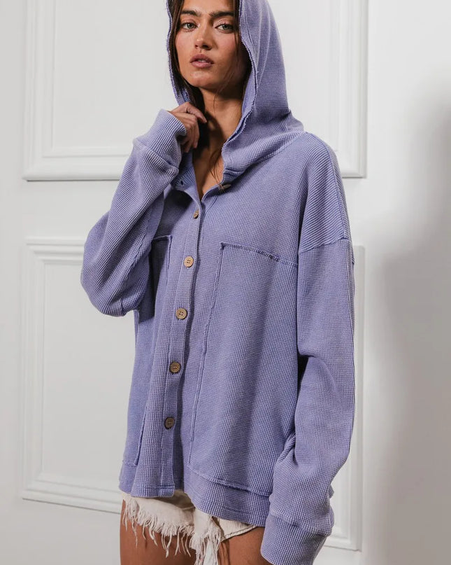 BiBi Washed Waffle Thermal Hooded Jacket