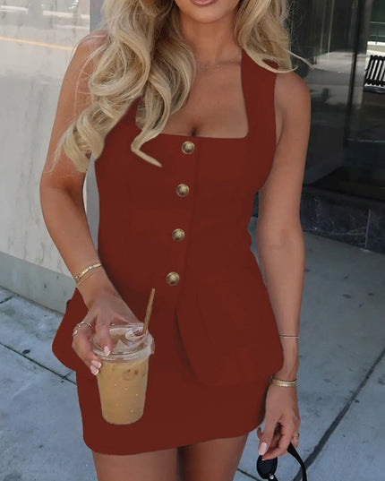 Square Neck Tank and Skirt Set